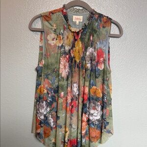 Deletta Floral Sleeveless Blouse - Green and Red